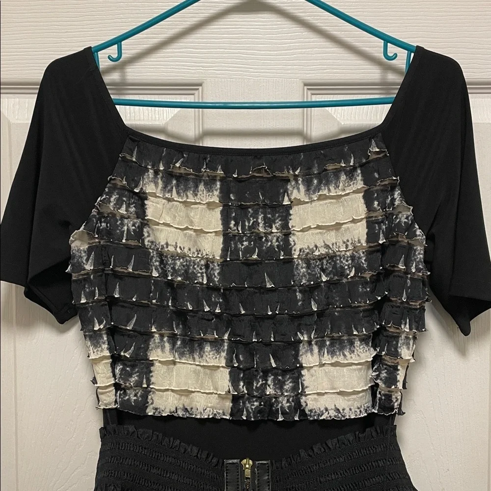 Joseph Ribkoff | Black | Ruffled Top/Hankerchief Skirt | Dress | Size 10 - Picture 2 of 16